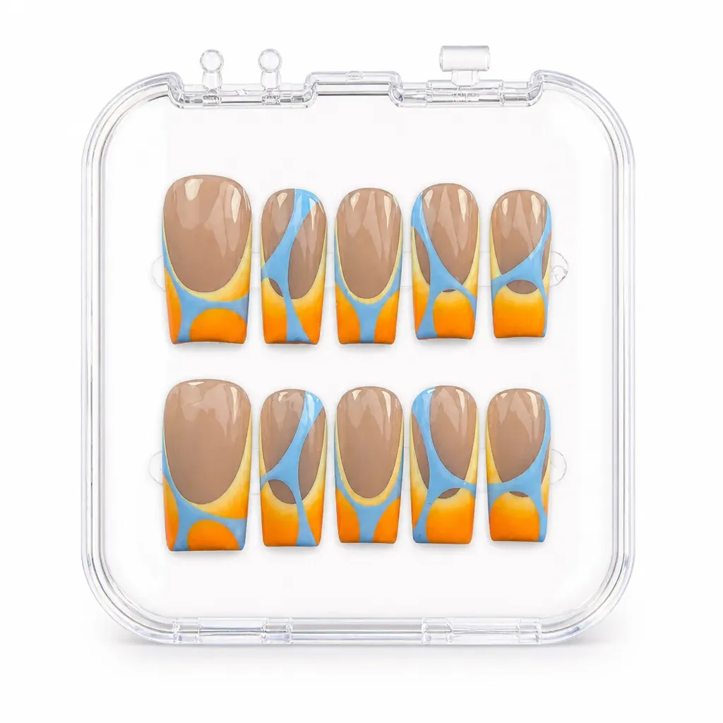 Abstract Orange Blue – Xưởng gia công Nailbox Sỉ thủ công
