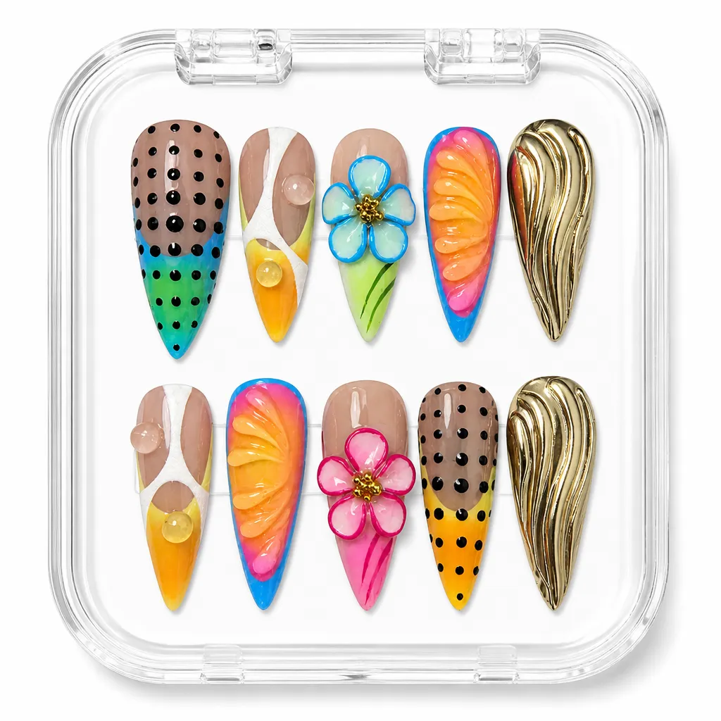 Abstract Waves – Mẫu Nailbox Sỉ Thiết Kế Thủ Công
