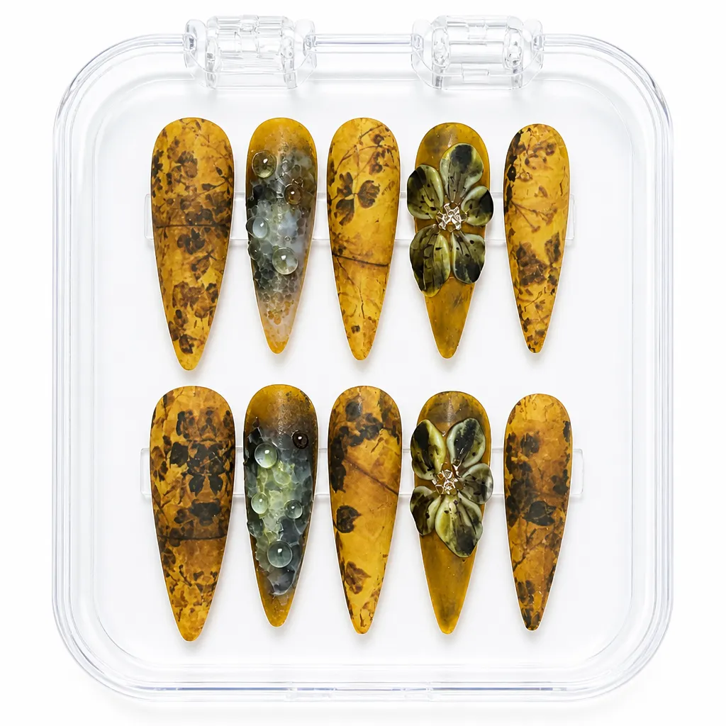 Amber Autumn Whispers – Xưởng gia công Nailbox Sỉ thủ công