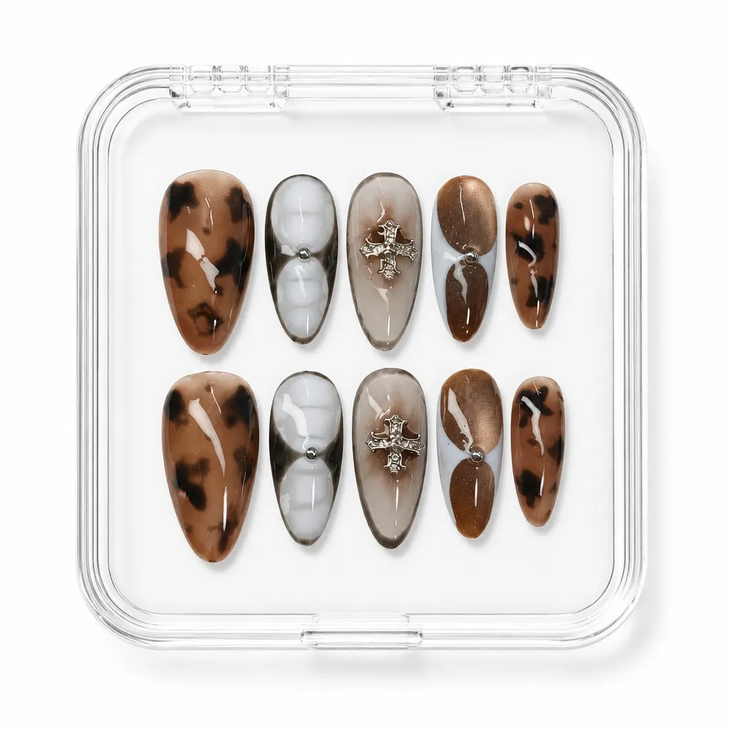 Amber Cross Tortoise – Xưởng gia công Nailbox Sỉ thủ công