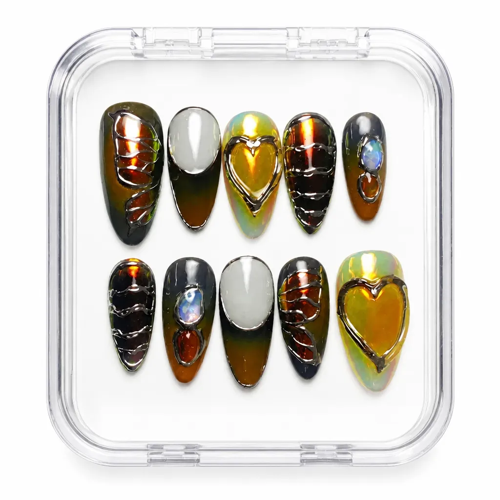 Amber Eclipse – Mẫu Nailbox Sỉ Thiết Kế Thủ Công
