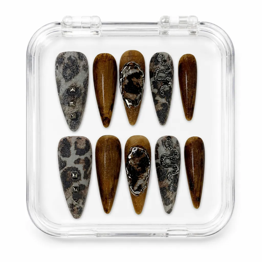 Amber Leopard Python – Xưởng gia công Nailbox Sỉ thủ công