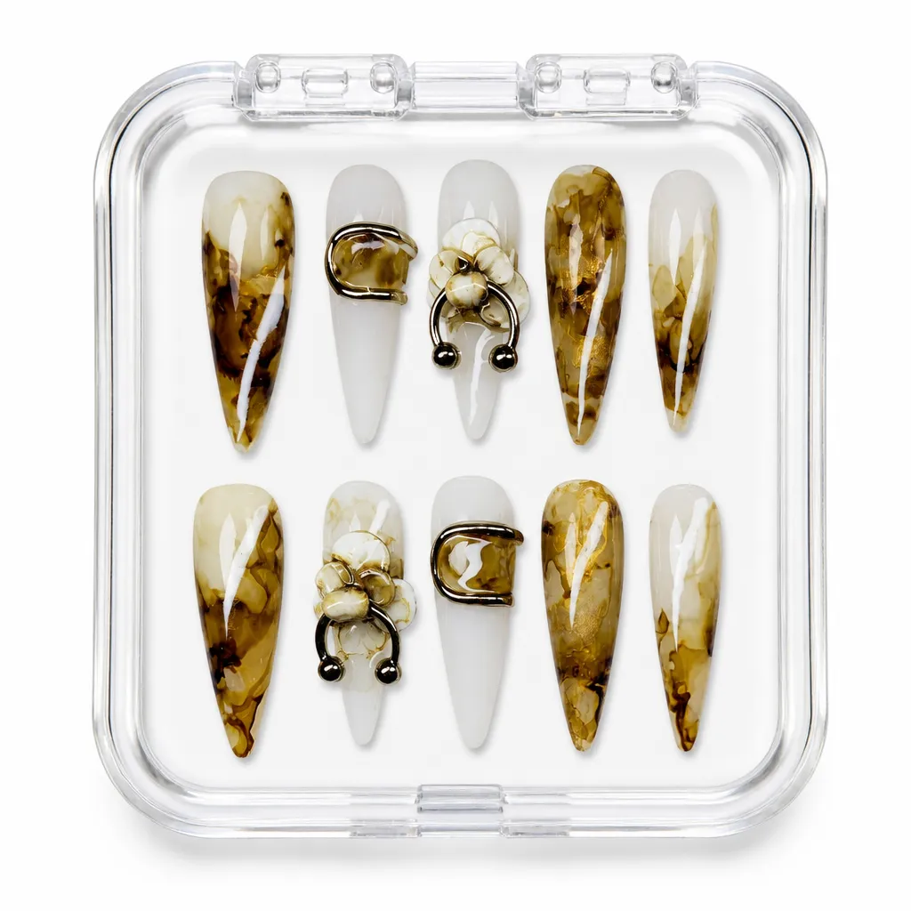 Amber Marble Orchid – Mẫu Nailbox Sỉ Thiết Kế Thủ Công