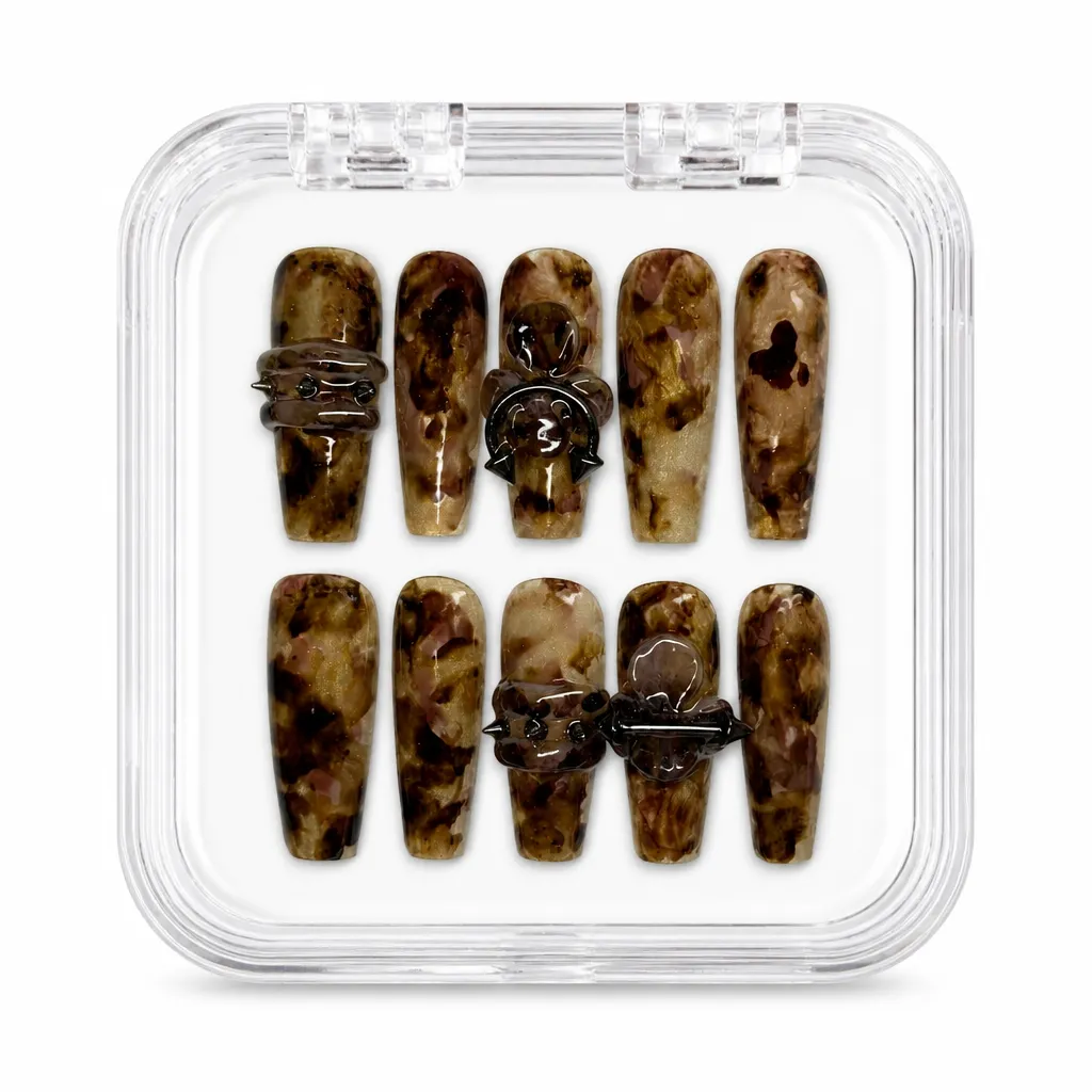 Amber Tortoise Goth – Xưởng gia công Nailbox Sỉ thủ công