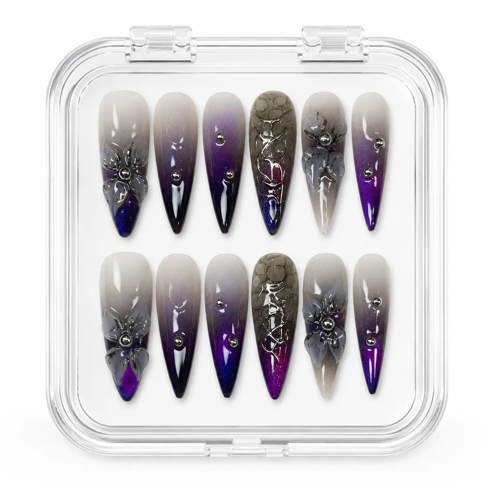 Amethyst Gothic Bloom – Xưởng gia công Nailbox Sỉ thủ công