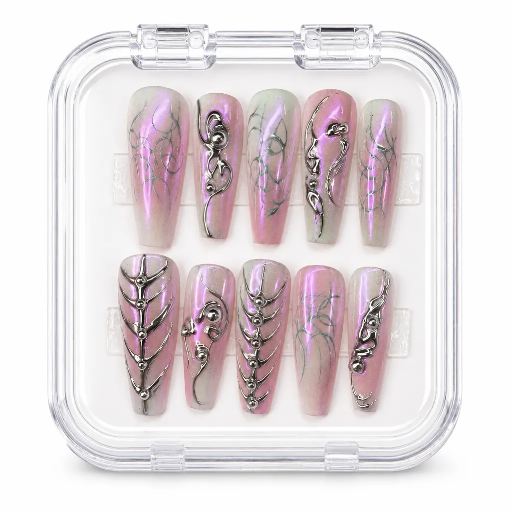 Aurora Cyber Chrome – Mẫu Nailbox Sỉ Thiết Kế Thủ Công