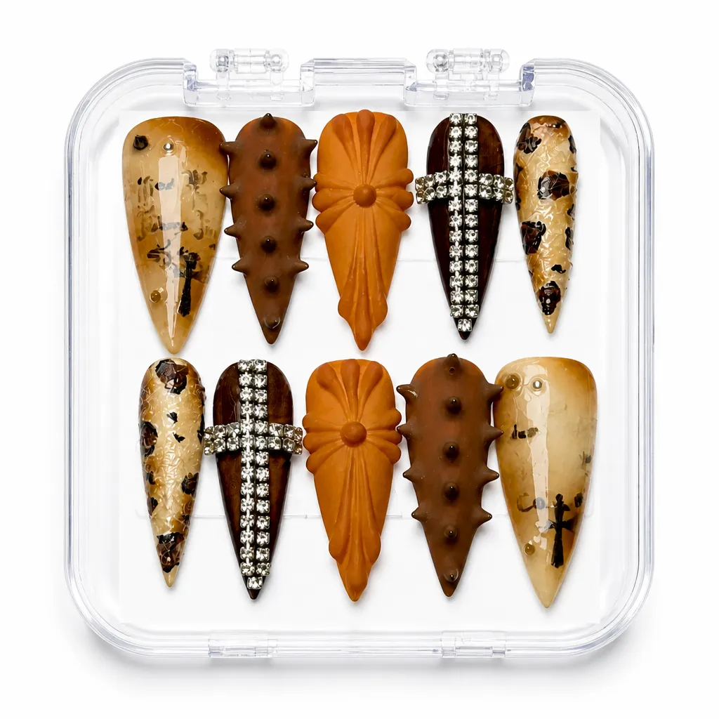 Autumn Luxe Stiletto – Mẫu Nailbox Sỉ Thiết Kế Thủ Công