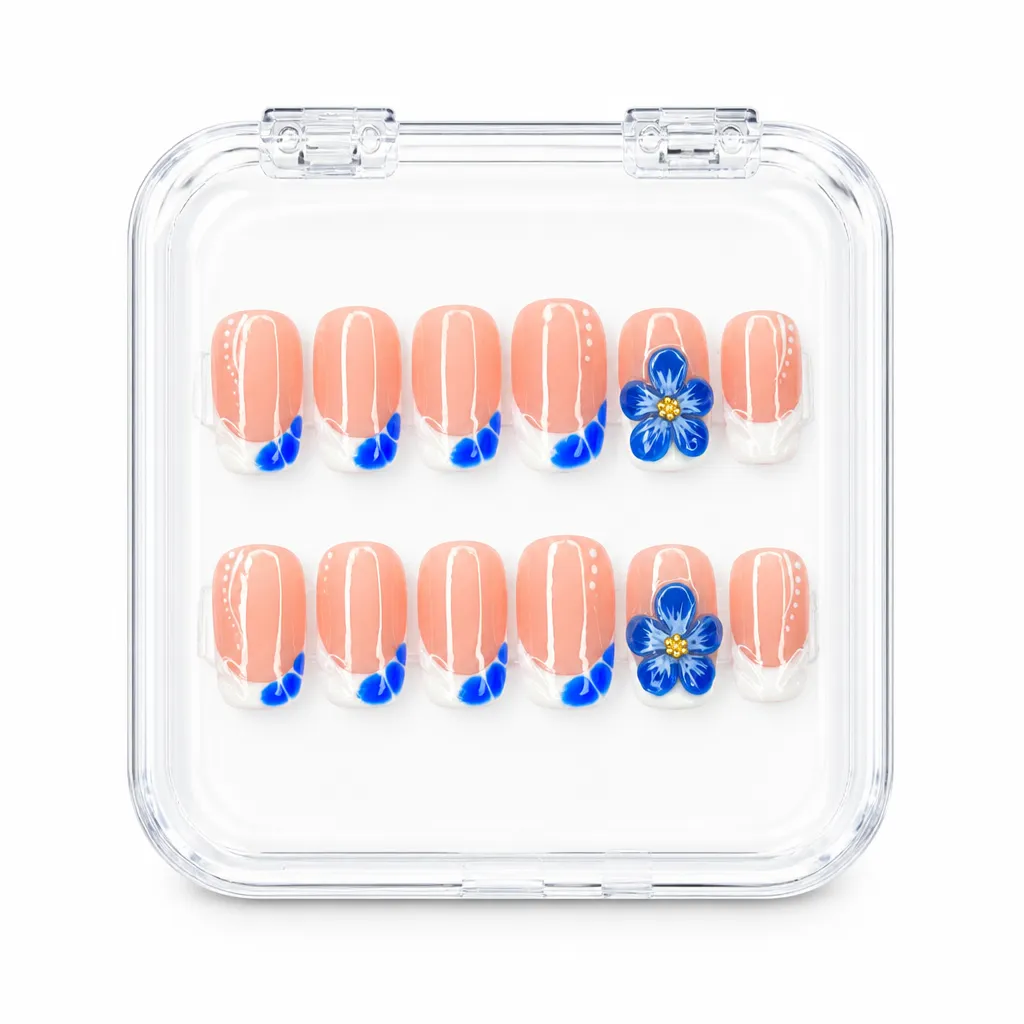 Azure Bloom Elegance – Xưởng gia công Nailbox Sỉ thủ công