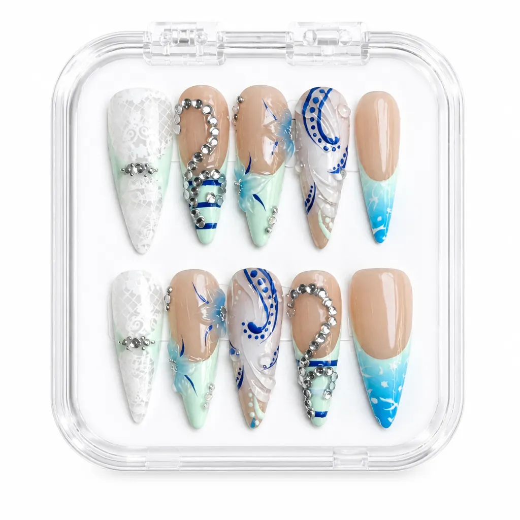 Azure Elegance – Xưởng gia công Nailbox Sỉ thủ công