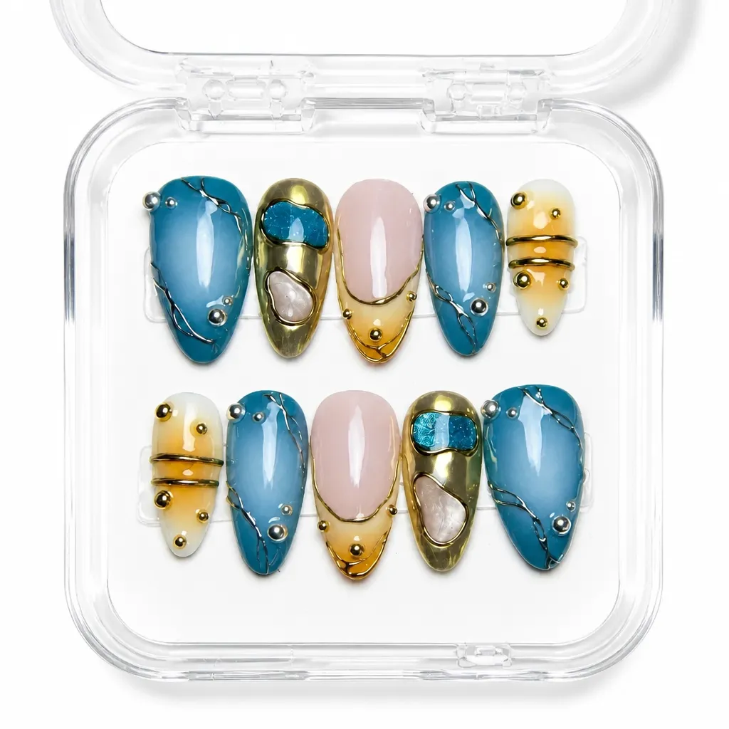 Azure Luxe Opulence – Xưởng gia công Nailbox Sỉ thủ công