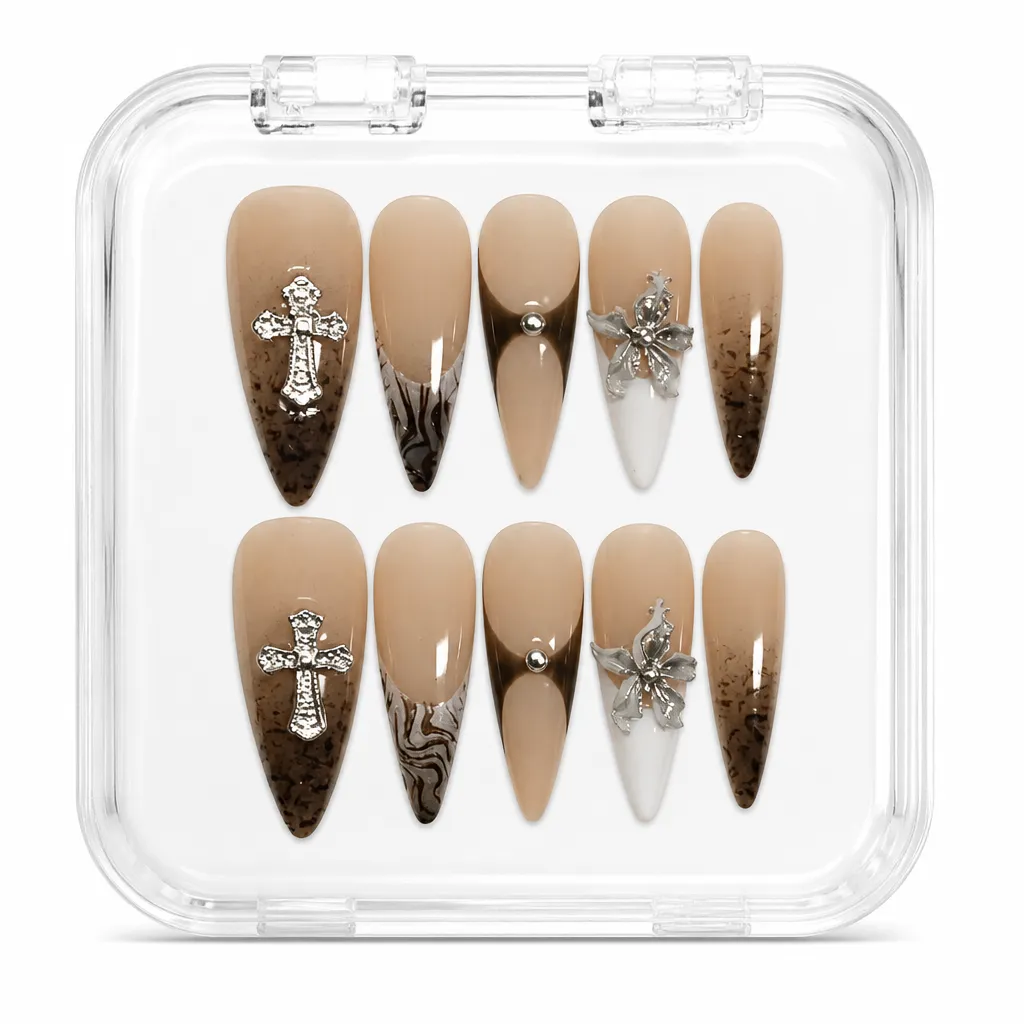 Baroque Brown Elegance – Xưởng gia công Nailbox Sỉ thủ công