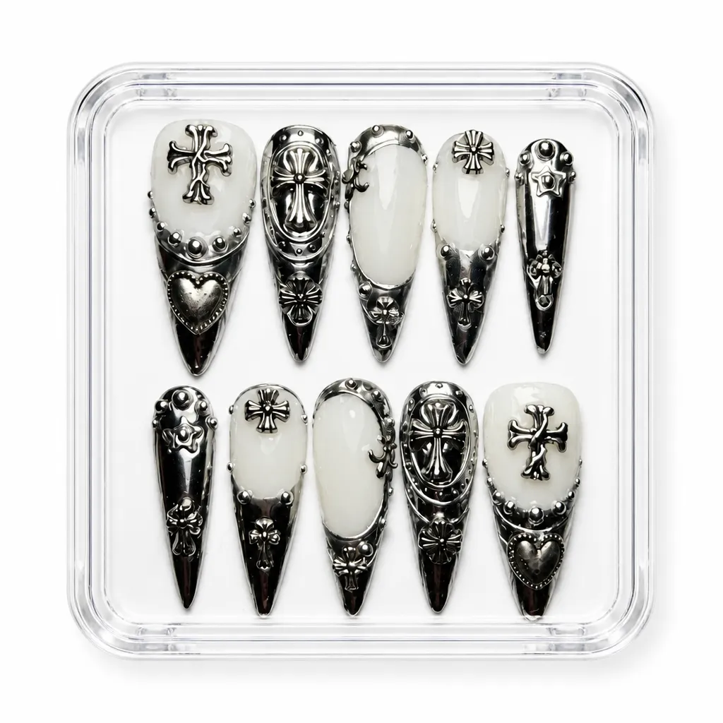 Baroque Cross Elegance – Xưởng gia công Nailbox Sỉ thủ công