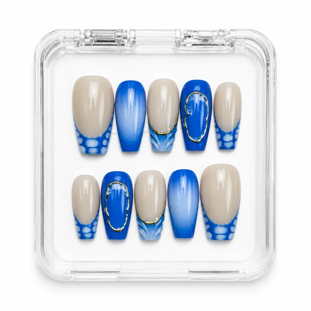 Beige Azure Elegance – Xưởng gia công Nailbox Sỉ thủ công