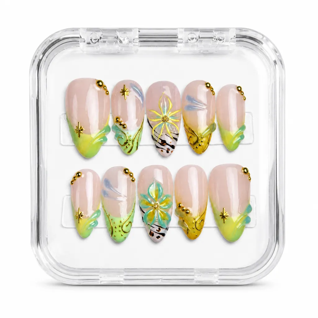 Beige Citrus Bloom – Xưởng gia công Nailbox Sỉ thủ công