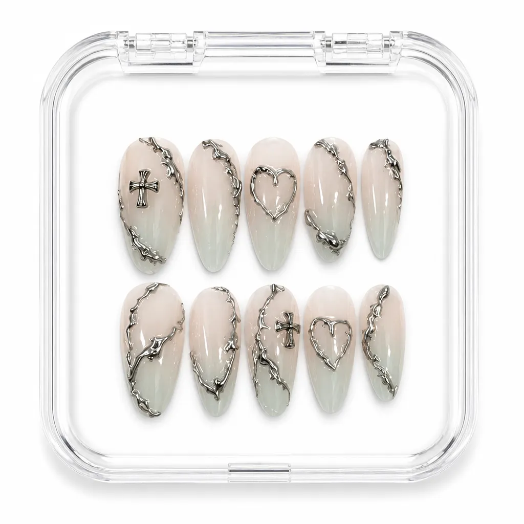 Beige Crystalline Elegance – Xưởng gia công Nailbox Sỉ thủ công