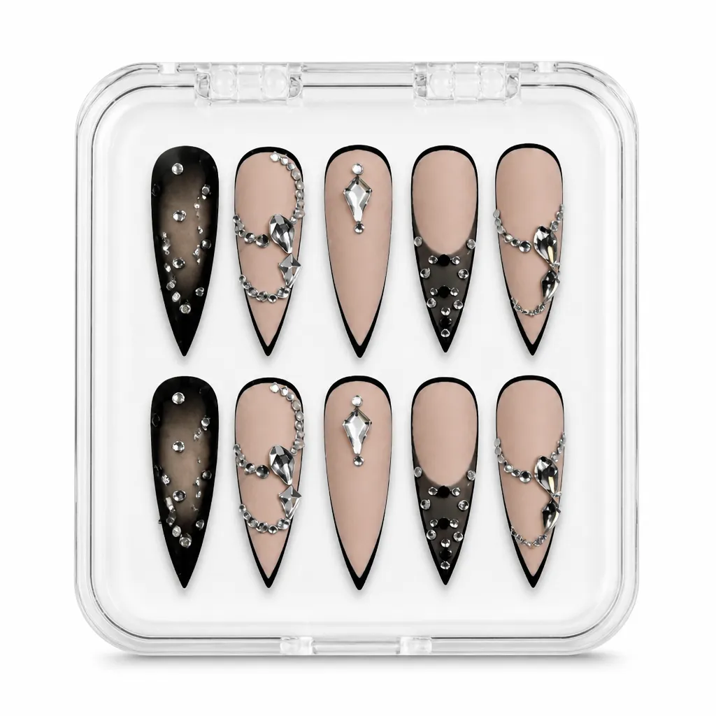 Beige Obsidian Elegance – Xưởng gia công Nailbox Sỉ thủ công