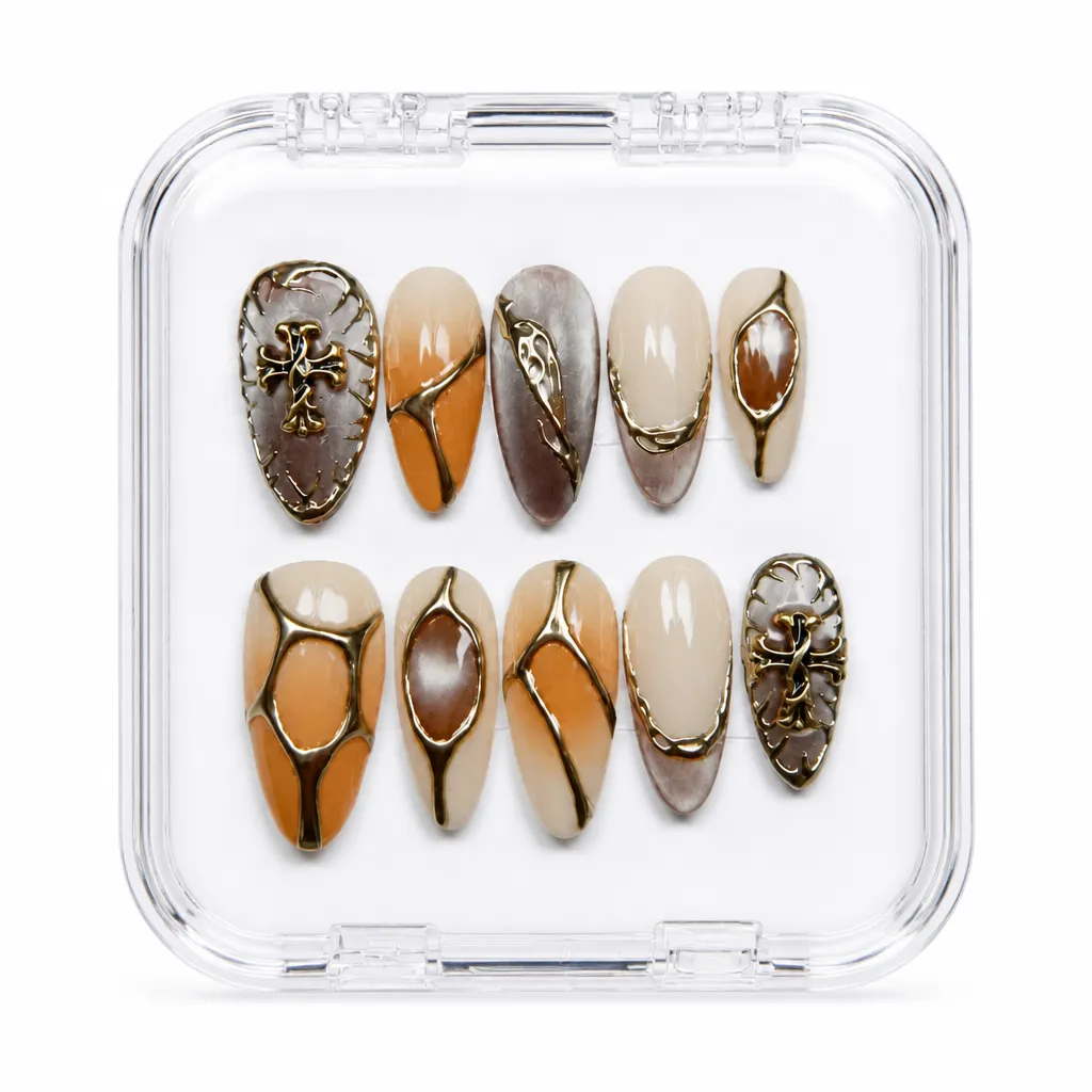 Beige Obsidian Luxe – Xưởng gia công Nailbox Sỉ thủ công