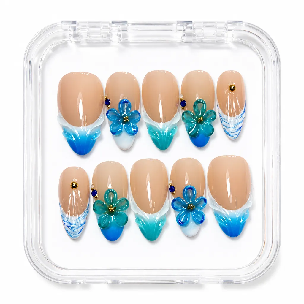 Beige Oceanic Bloom – Xưởng gia công Nailbox Sỉ thủ công