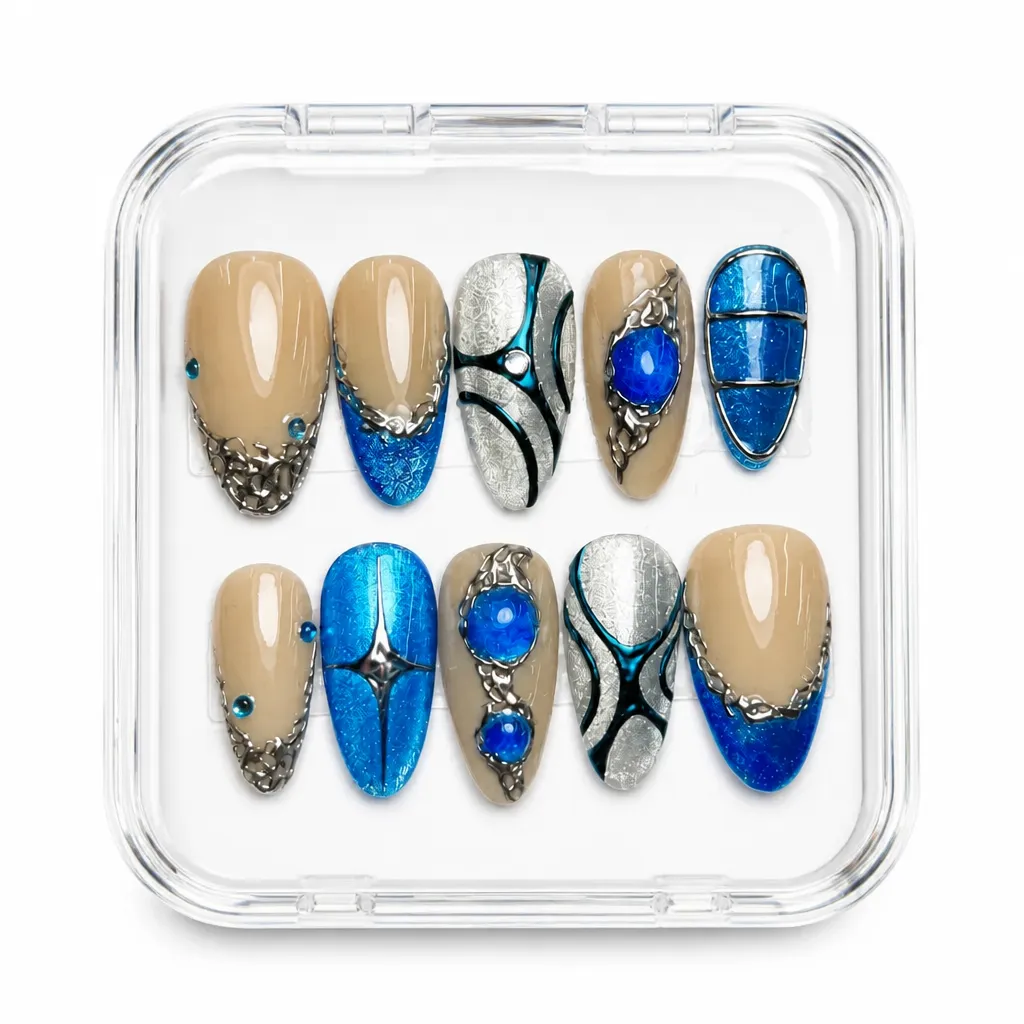Beige Sapphire Elegance – Xưởng gia công Nailbox Sỉ thủ công
