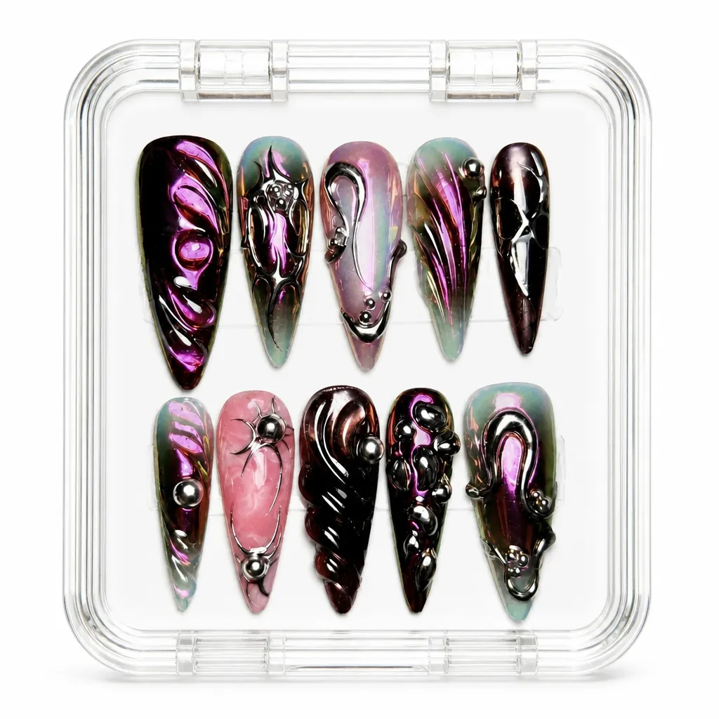 Black Chromatic Obsidian – Xưởng gia công Nailbox Sỉ thủ công
