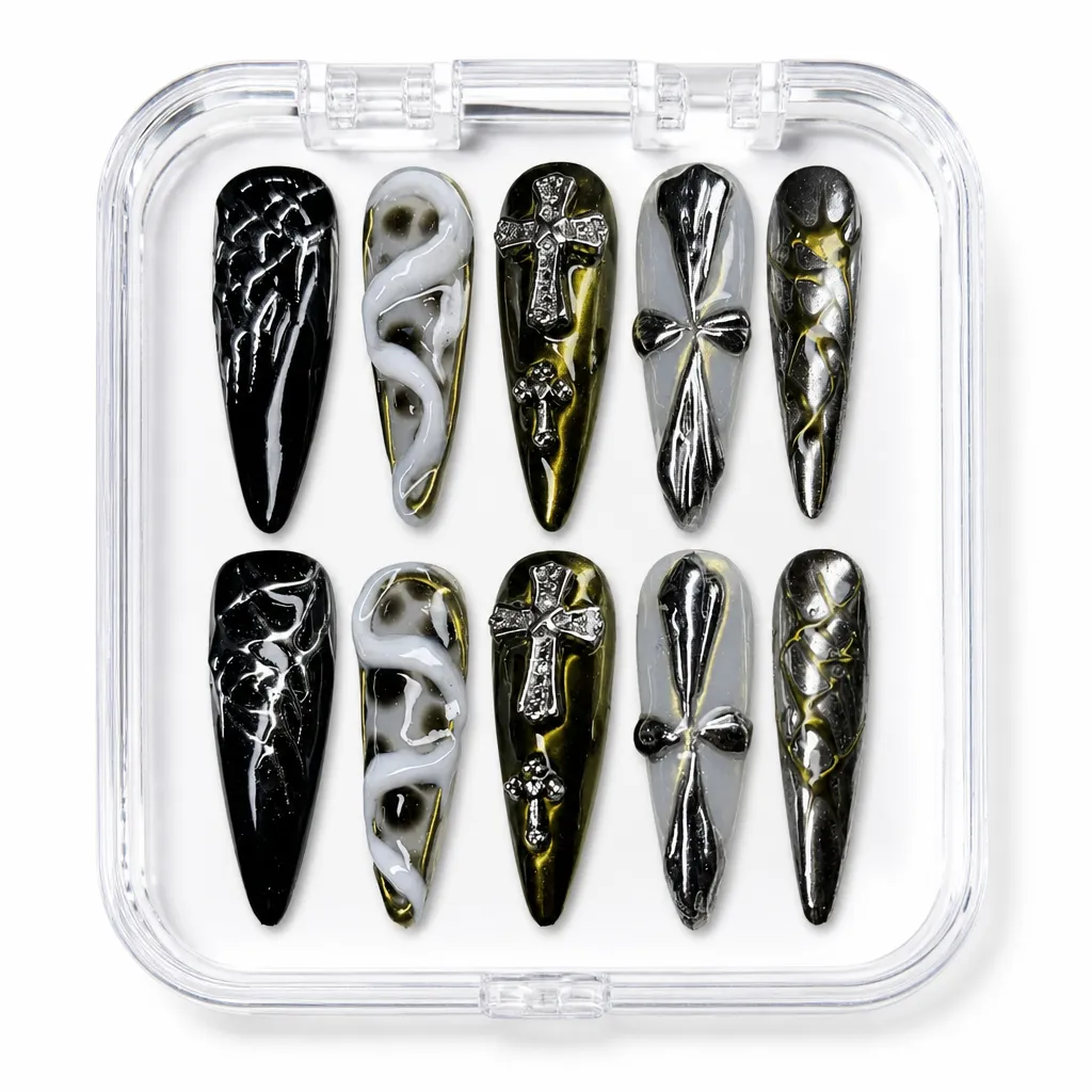 Black Chrome Cross – Xưởng gia công Nailbox Sỉ thủ công