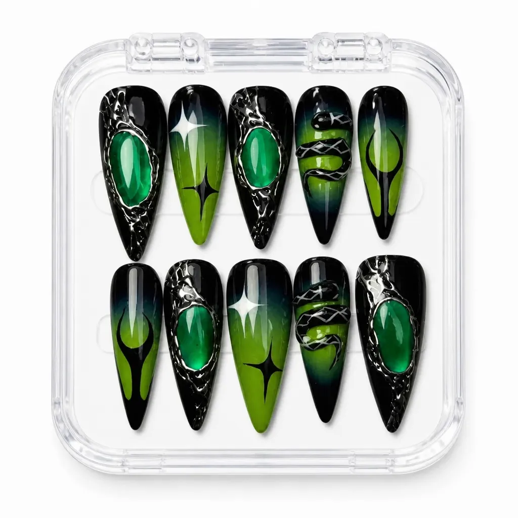 Black Emerald Stiletto – Xưởng gia công Nailbox Sỉ thủ công