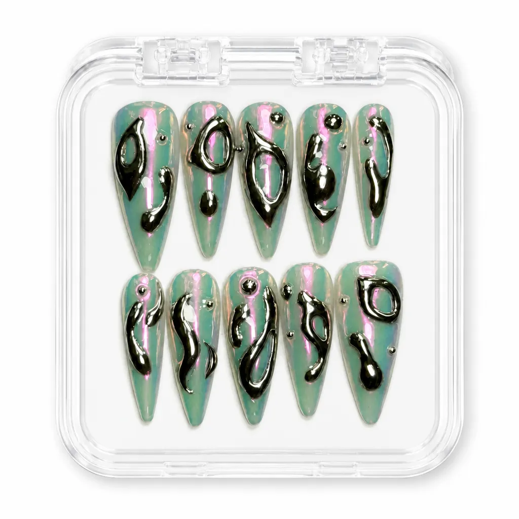 Black Holographic Obsidian – Xưởng gia công Nailbox Sỉ thủ công