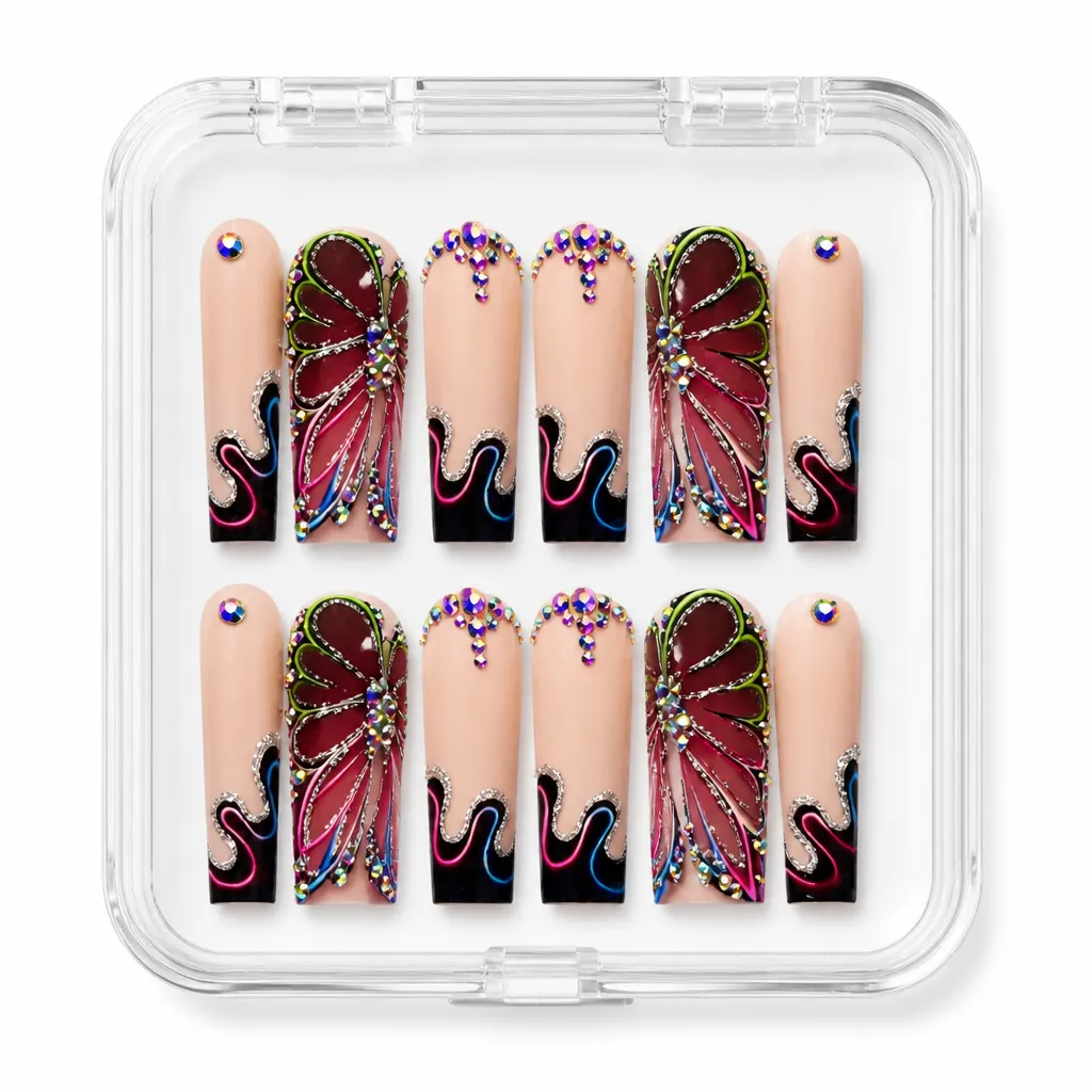 Bloom Crimson Luxe – Xưởng gia công Nailbox Sỉ thủ công