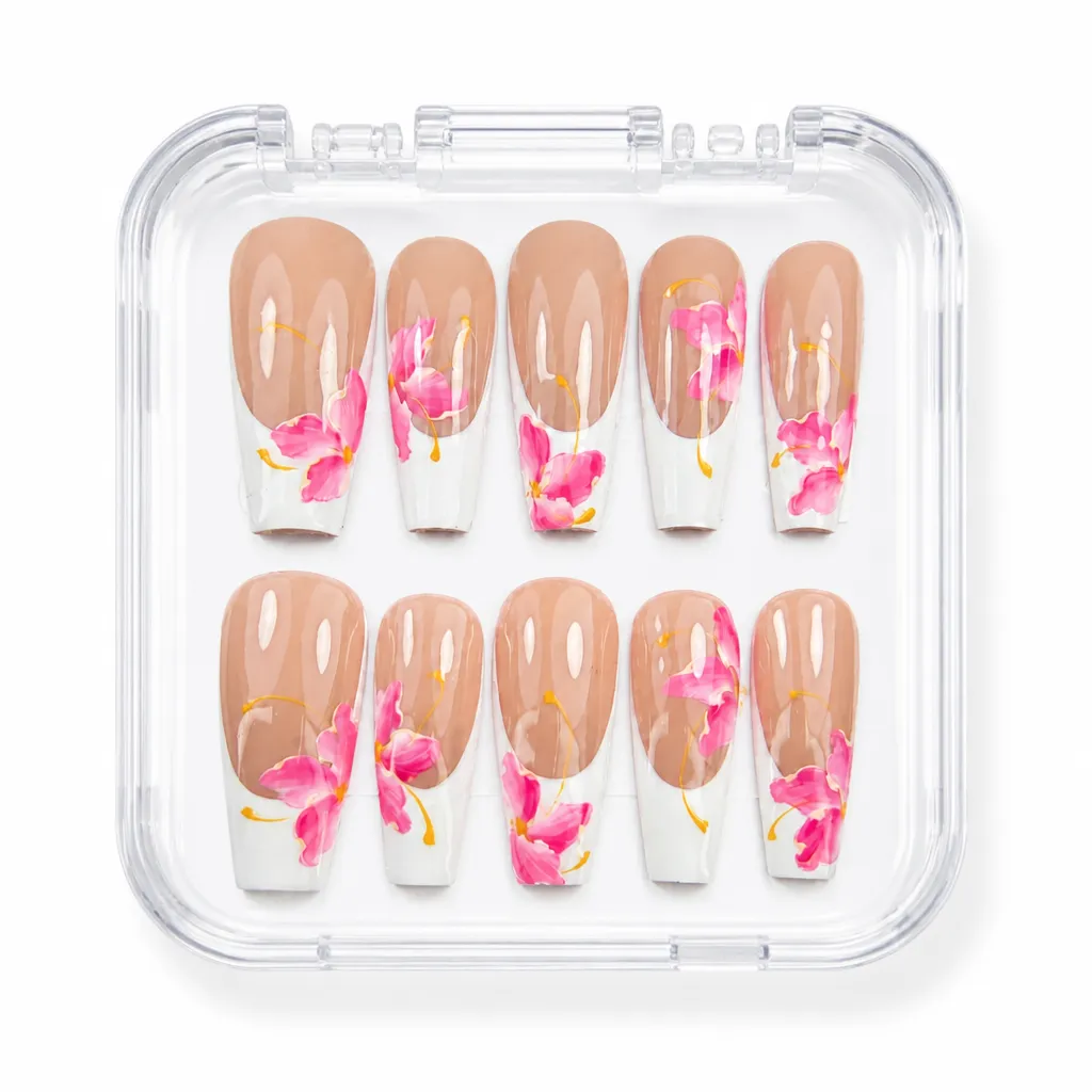 Blossom Elegance Almond – Xưởng gia công Nailbox Sỉ thủ công