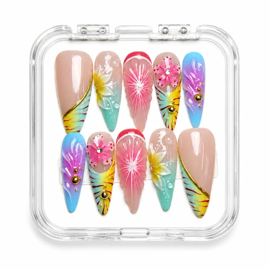 Blush Botanical Gradient – Xưởng gia công Nailbox Sỉ thủ công