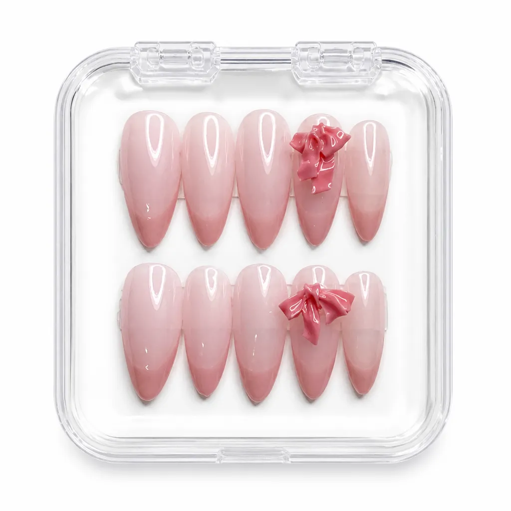 Blush Bow Romance – Xưởng gia công Nailbox Sỉ thủ công