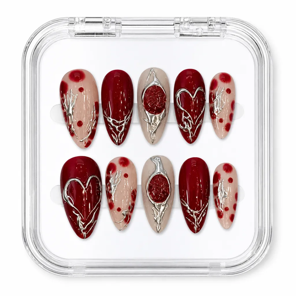 Blush Crimson Luxe – Xưởng gia công Nailbox Sỉ thủ công