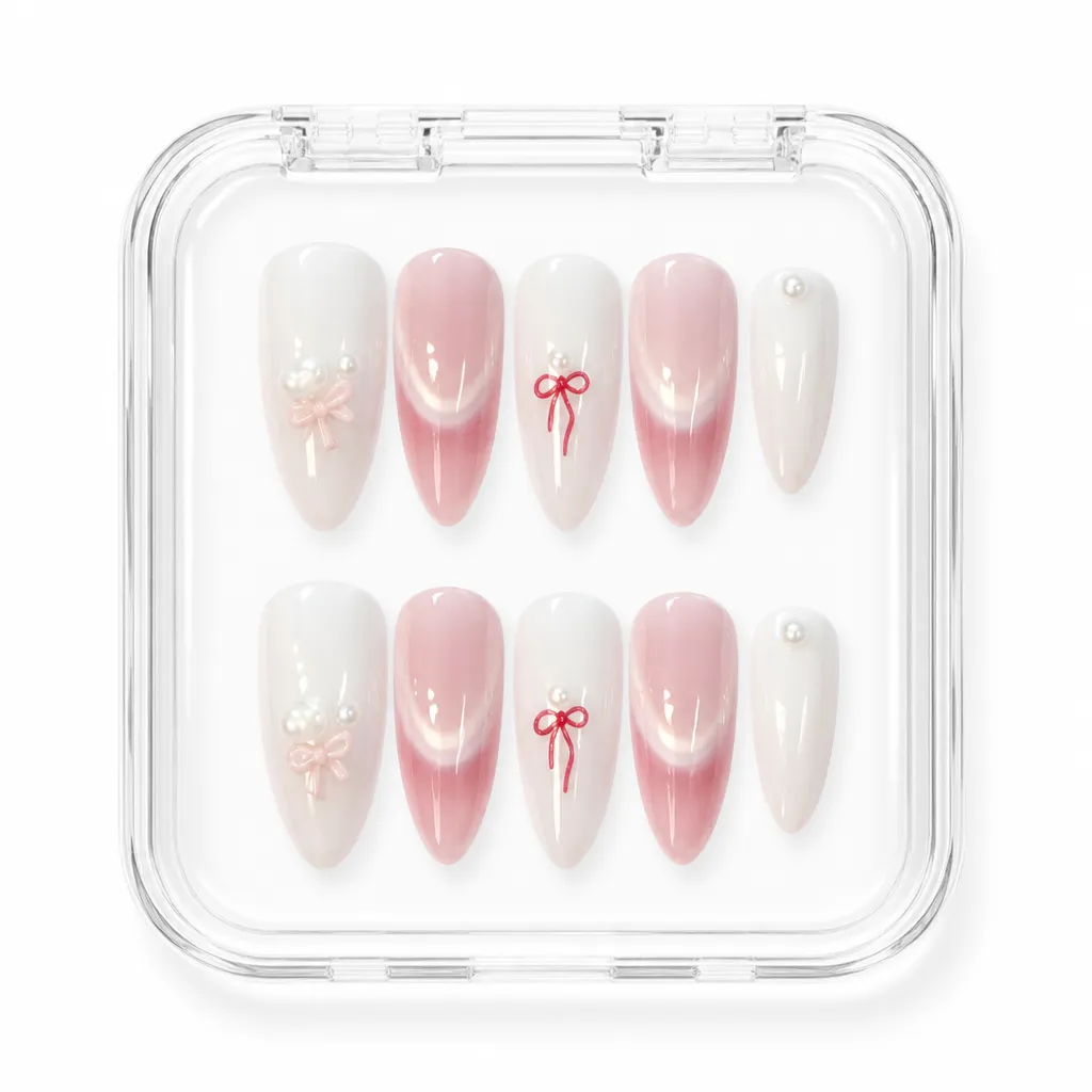 Blush Elegance Almond – Mẫu Nailbox Sỉ Thiết Kế Thủ Công