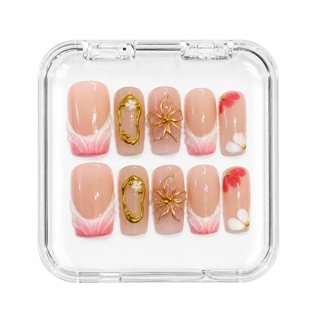 Blush Gold Elegance – Xưởng gia công Nailbox Sỉ thủ công