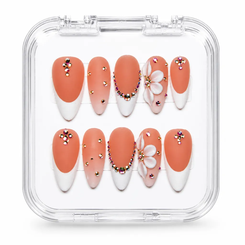 Blush Rhinestone Elegance – Xưởng gia công Nailbox Sỉ thủ công