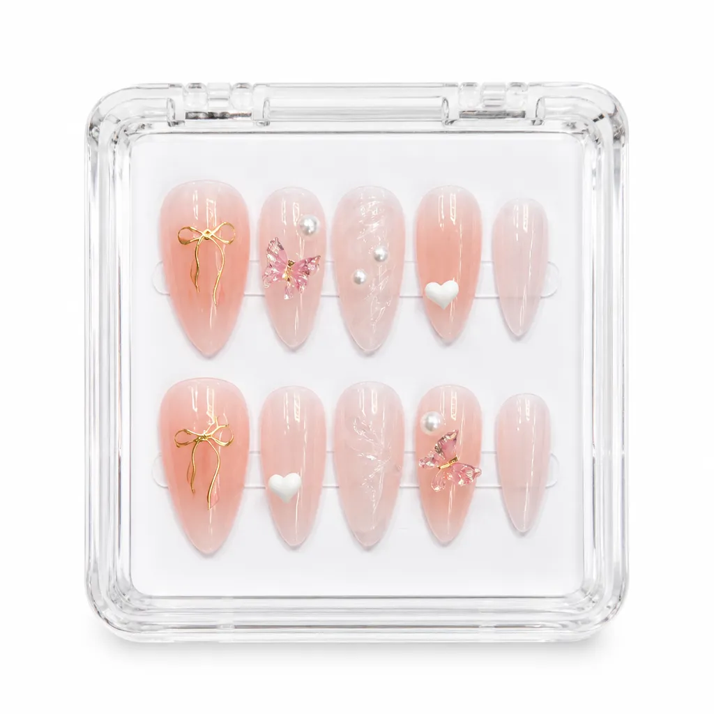 Blush Sparkle Elegance – Xưởng gia công Nailbox Sỉ thủ công