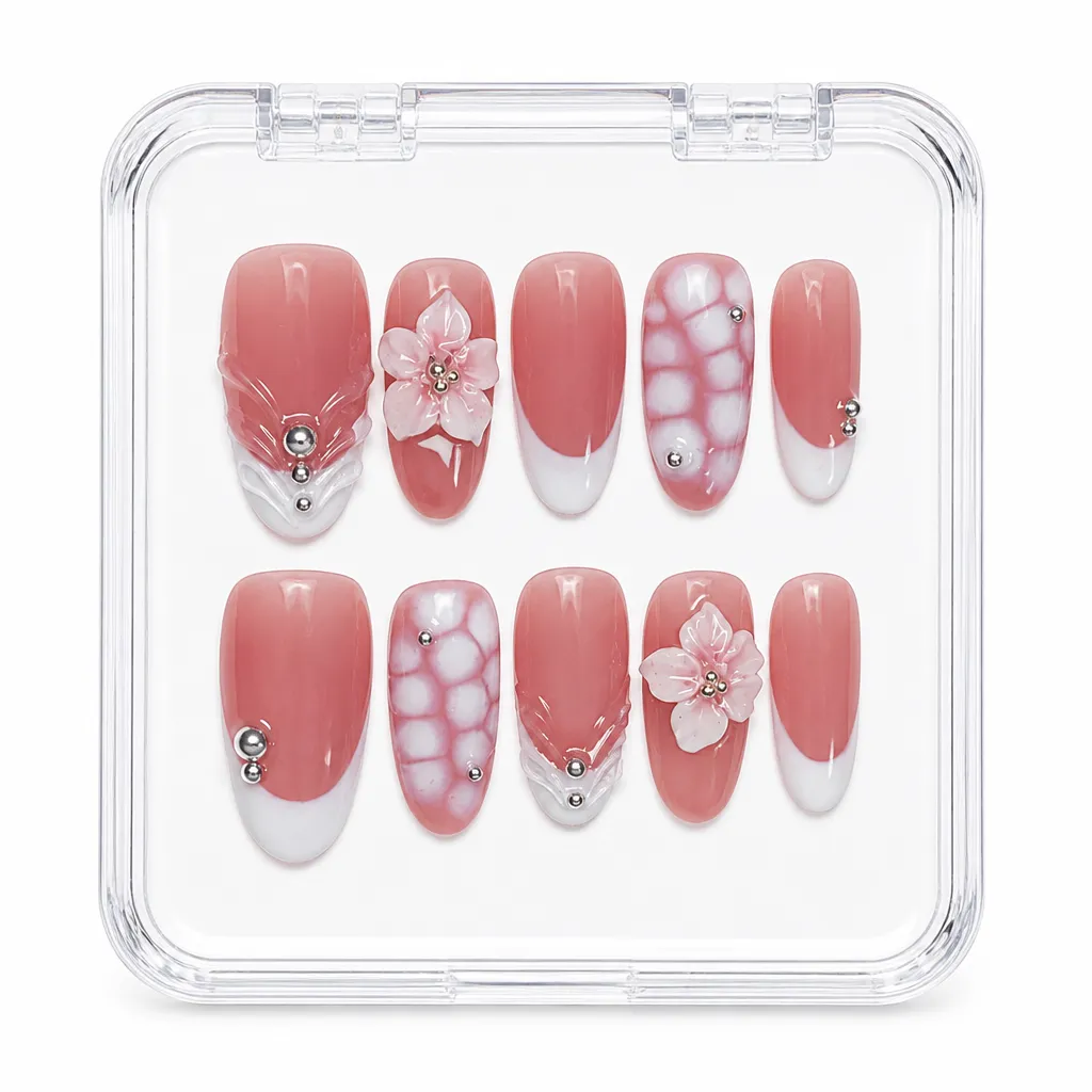 Blushing Blossom Elegance – Xưởng gia công Nailbox Sỉ thủ công