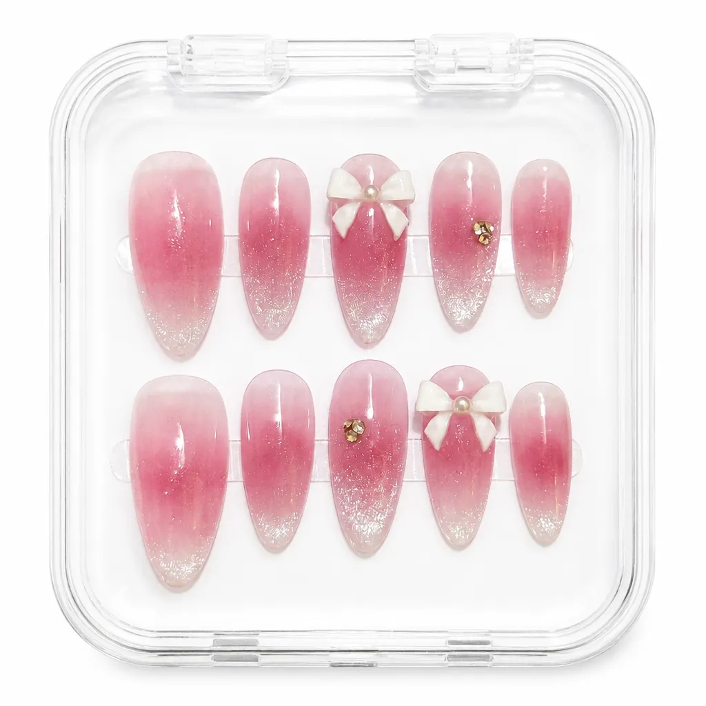 Blushing Bow Almond – Xưởng gia công Nailbox Sỉ thủ công