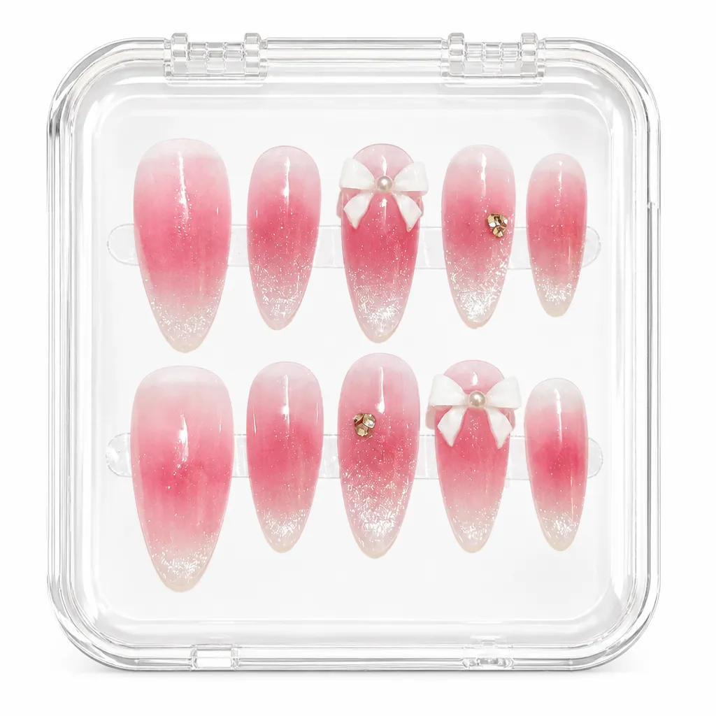 Blushing Bow Ombré – Xưởng gia công Nailbox Sỉ thủ công