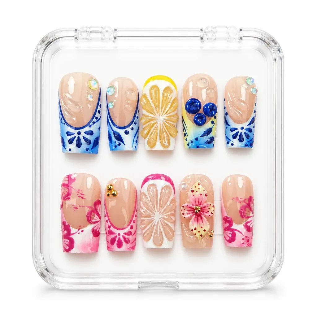 Botanical Elegance Oval – Xưởng gia công Nailbox Sỉ thủ công