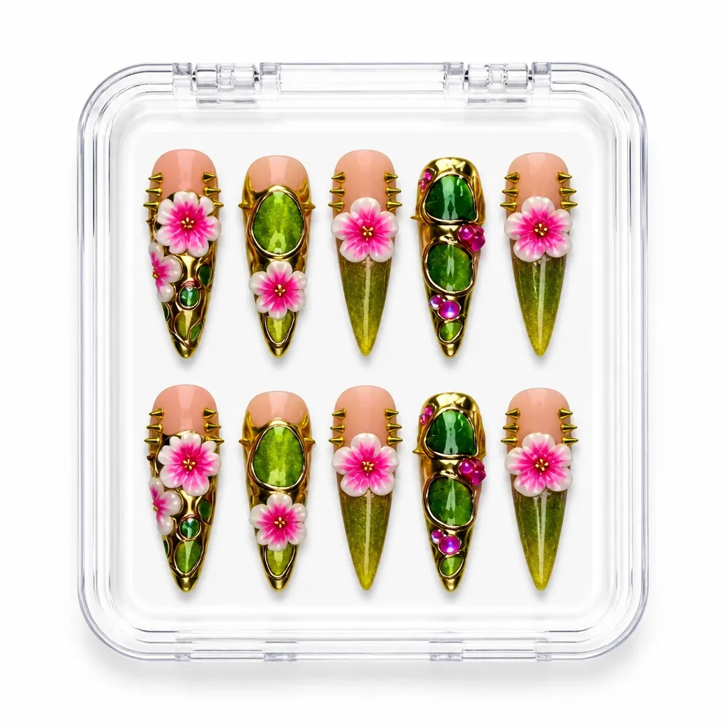 Botanical Luxe Stiletto – Xưởng gia công Nailbox Sỉ thủ công