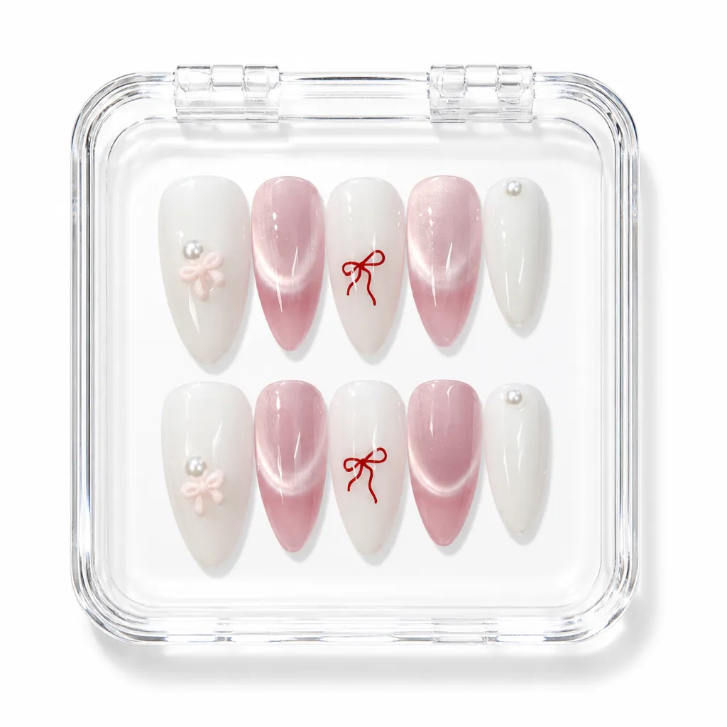 Bow Elegance Oval – Xưởng gia công Nailbox Sỉ thủ công