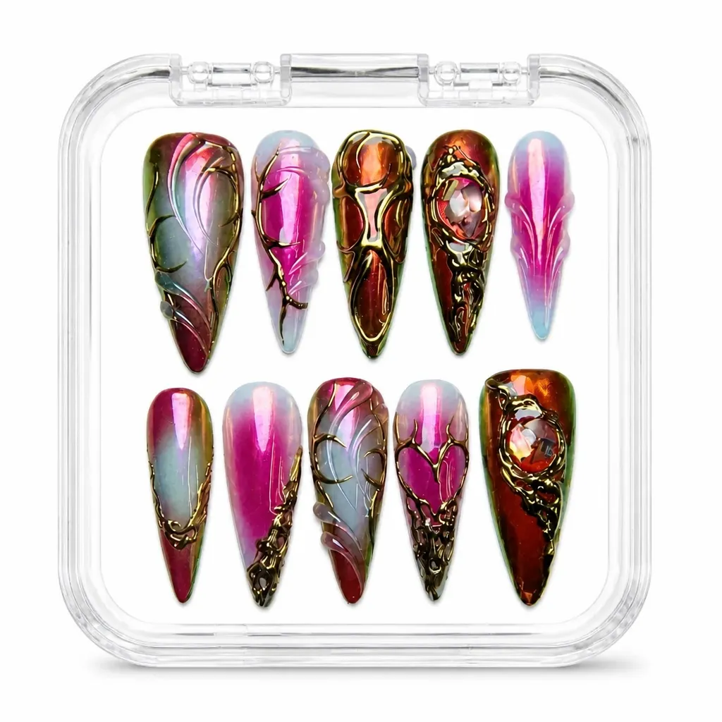 Burgundy Crimson Aurora – Xưởng gia công Nailbox Sỉ thủ công