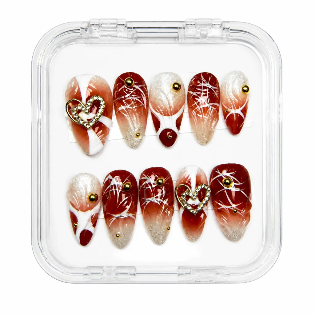 Burgundy Crimson Elegance – Xưởng gia công Nailbox Sỉ thủ công