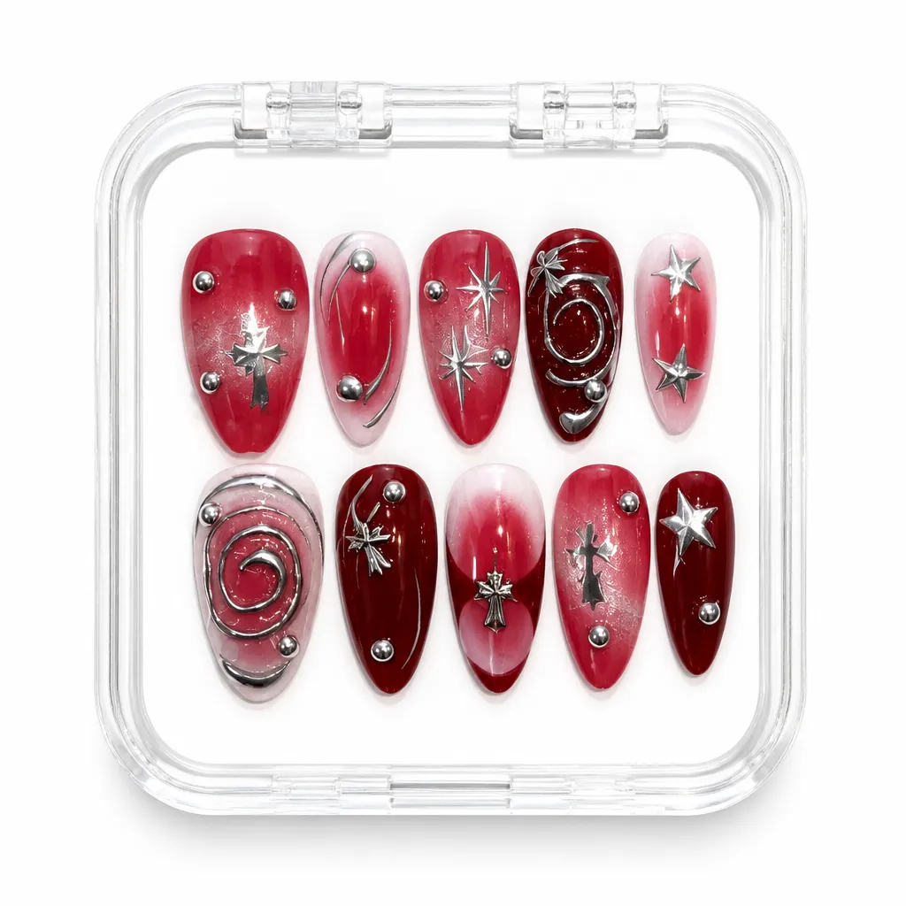 Burgundy Crimson Glitter – Xưởng gia công Nailbox Sỉ thủ công