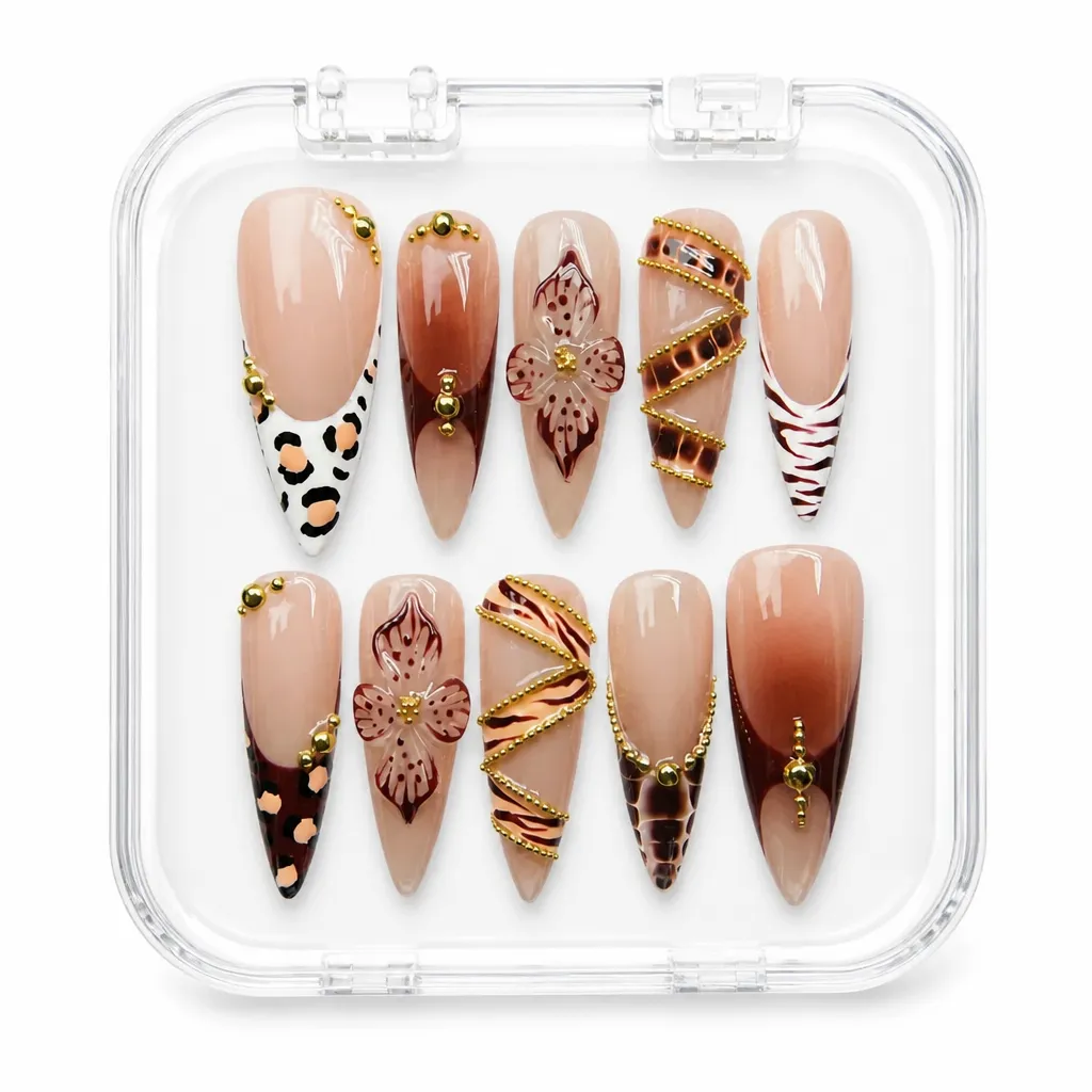 Burgundy Gold Opulence – Xưởng gia công Nailbox Sỉ thủ công
