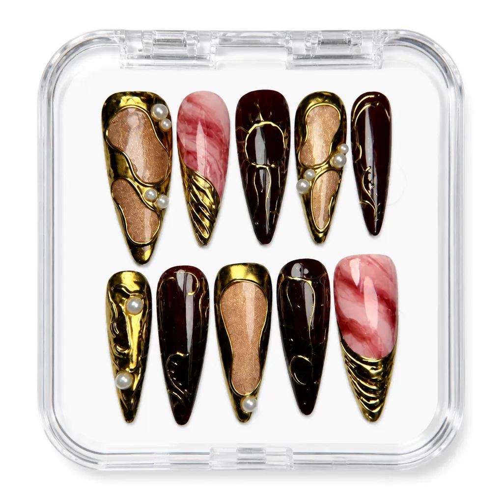Burgundy Midnight Luxe – Xưởng gia công Nailbox Sỉ thủ công