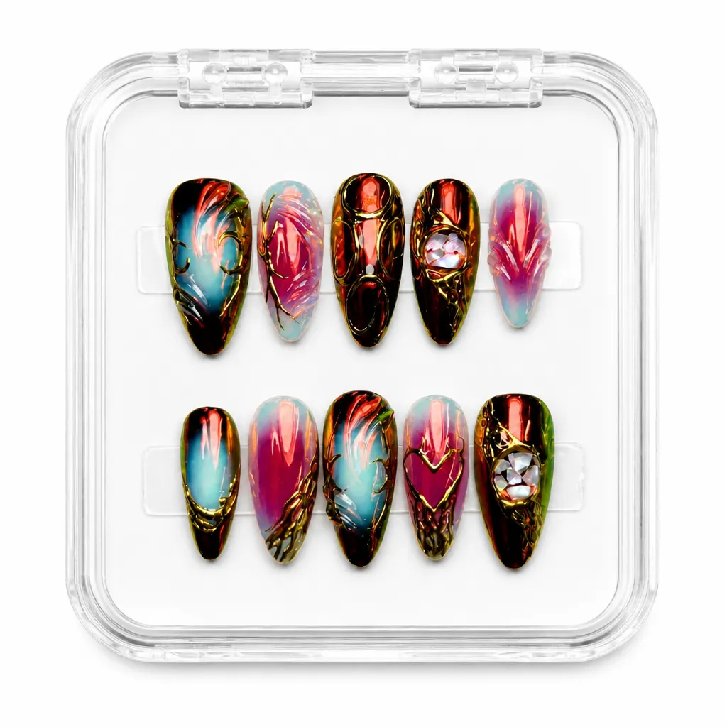 Burgundy Twilight Aurora – Xưởng gia công Nailbox Sỉ thủ công