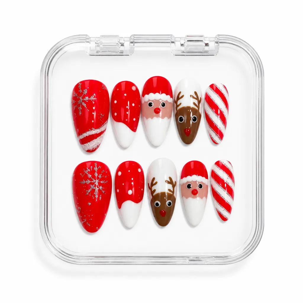 Candy Cane Romance – Mẫu Nailbox Sỉ Thiết Kế Thủ Công
