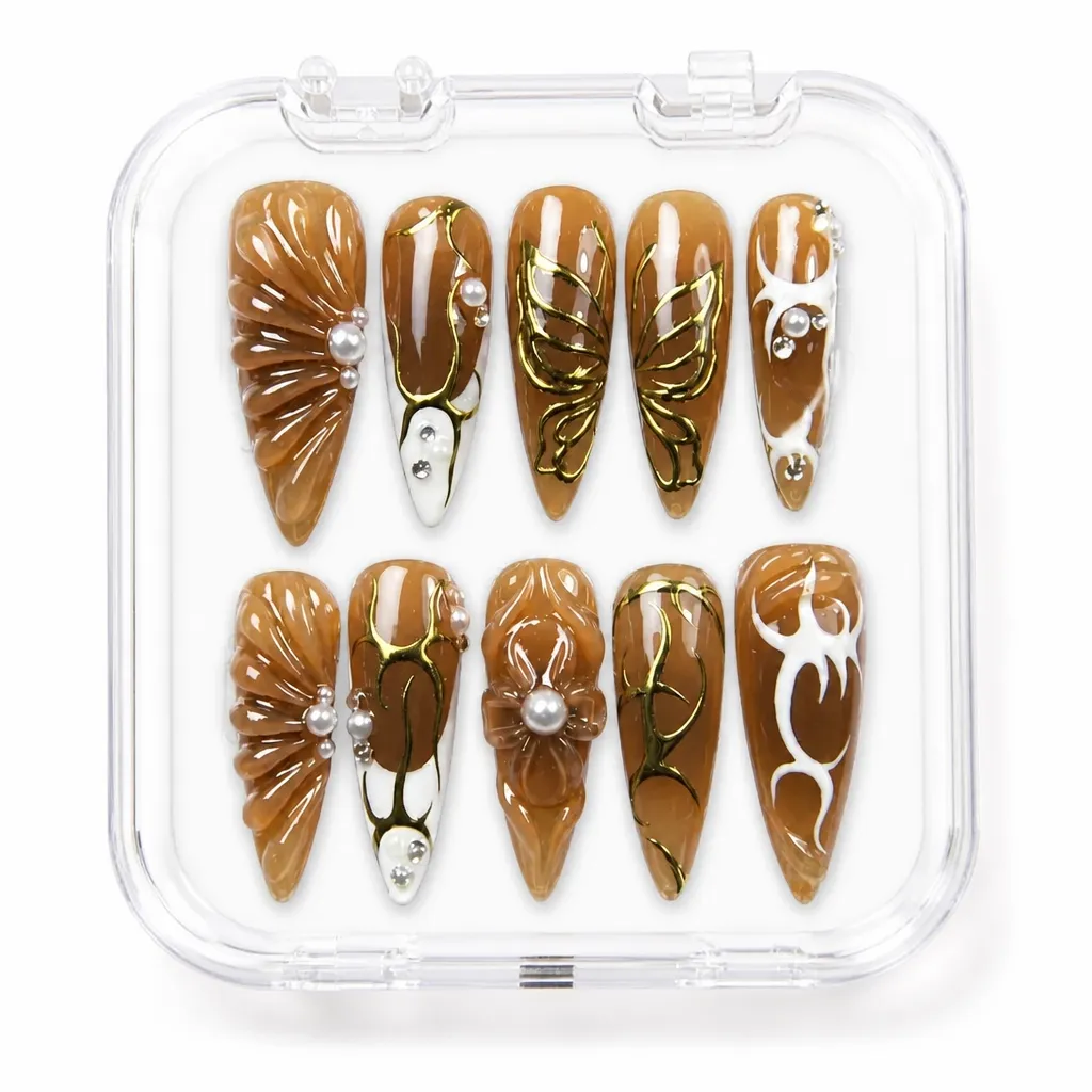 Caramel Amber Illusion – Xưởng gia công Nailbox Sỉ thủ công